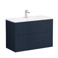 Vitra Root Groove 69455 Lavabo Dolabı, İki Çekmeceli, 100 Cm, Mat Lacivert, Köşeli Lavabolu